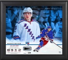 Jimmy Vesey NY Rangers Framed 15x17 Rookie Collage & Piece of GU Puck - LE226