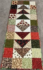 Handmade Quilted Table Runner 15 1/2" X 39 1/2"  Christmas Colors Red,Green