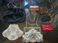 Antique French Hand Beaded Evening Bag Clutch Purse with mirror with Victorian