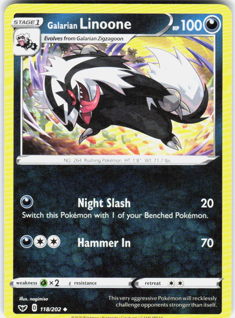 Galarian Linoone 118/202 SWSH01: Sword & Shield Base Set Pokemon