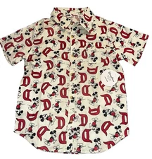 NWT Disney Parks Forever Junk Food Retro Mickey Mouse Button Up Shirt Youth M