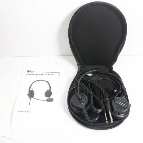 Telex Airman 850 ANR Dual Plug Aviation Headset with Protective Carrying Case /6