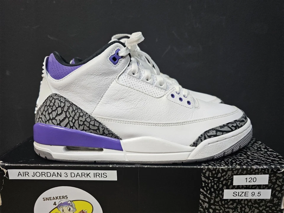 9.5 码 - Jordan 3 复古 Mid Dark Iris 状况完好带盒 🔥 — 第 2/4 张图片