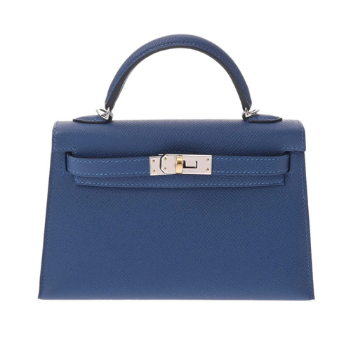 Hermes Mini Kelly2 2Way 27612 Handbag Epsom Leather Blue #WB044