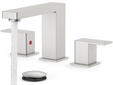 Brushed Nickel Bathroom Faucets 3 Hole, Stainless Steel 2 Handle Square 8 in ...