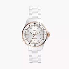 Fossil Fb-01 Analog Three-Hand White Ceramic Dial Women's 36mm Watch CE1125