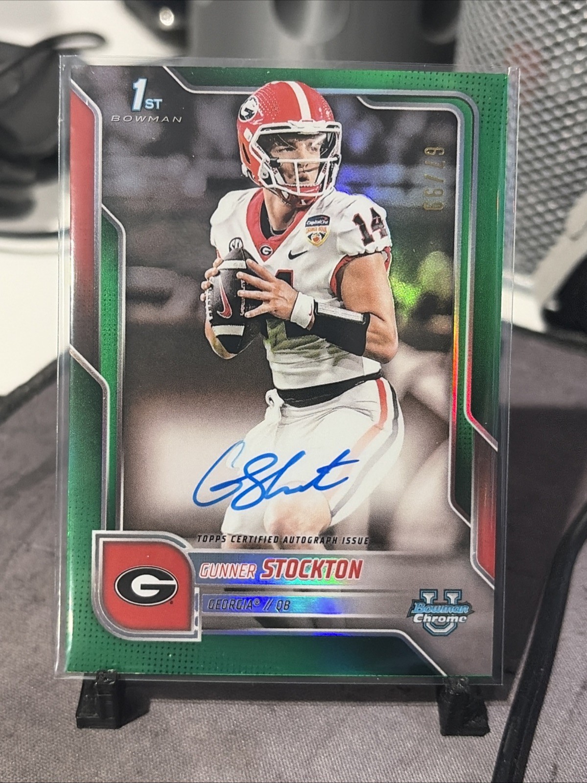 Gunner Stockton 2025 Bowman U Chrome Auto BCA-GS 1st Green Refractor /99