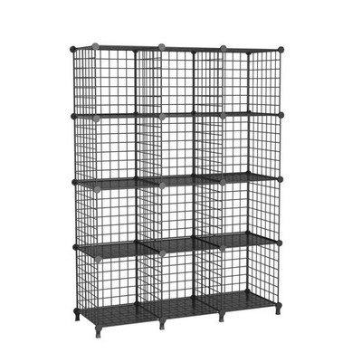 ATTDETJL 12-Cube Storage Organizer, Metal Wire Cube Shelving Unit, 11.8'' L x ...