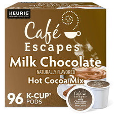 Cafe Escapes Milk Chocolate Hot Cocoa K-Cup Pods, 96 Count, Perfect Treat