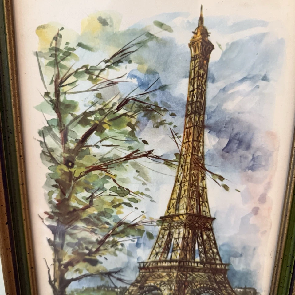 Litografía en acuarela francesa ARNO de París años 60 firmada impresión Eiffel Notre Dame Foto 3 de 4