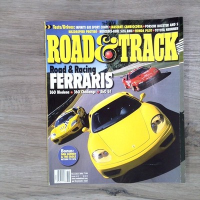 ROAD & TRACK Magazine Nov 2002 FERRARIS 360 Modena Porsche Infiniti Honda