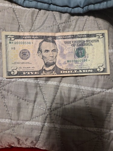 2013 $5 Dollar Bill Federal Reserve Star Note Rare Low Serial Number | eBay