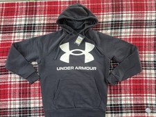 Under Armour Men’s Rival Fleece Big Logo Pullover Hoodie Black NWT Size Medium