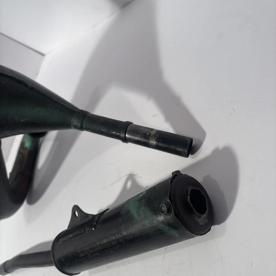 1987 Kawasaki KX80 Tubo de Escape Câmara Silenciador Silenciador Conjunto Par OEM✅ - Imagem 2 de 4
