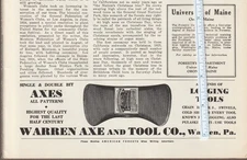 Vintage 1937 WARREN, PA. AXE and TOOL Co. Magazine AD~UNIVERSITY of MAINE/Orono