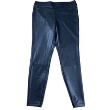 A New Day Faux Leather Leggings Womens Size L Black Stretch Pull On Pants