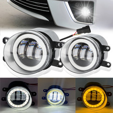 A PAIR 3.5inch Round LED Fog Light Driving Lamp Angel Eye DRL White Yellow Ring