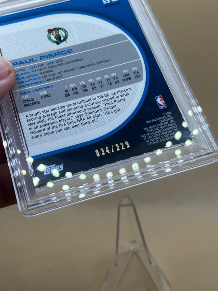 2005 TOPPS FINEST PAUL PIERCE X-FRACTOR #34/229 PSA 9 JERSEY NUMBER JSY# RARE! - Image 3 of 3