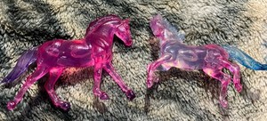 🐴 1990s Vtg Breyer Reeves Translucent Toy Horses Clear-pinkish/Purple/blue