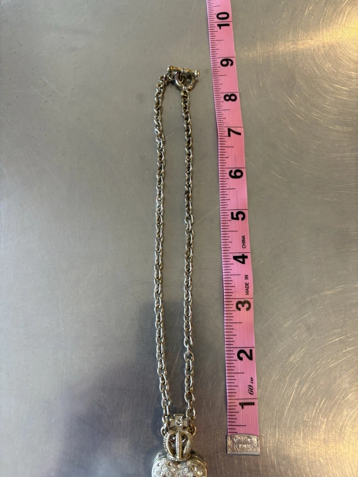 Colar JUICY COUTURE prata pavê coração inchado com coroa alternada (embrulhado para presente) - Imagem 4 de 4