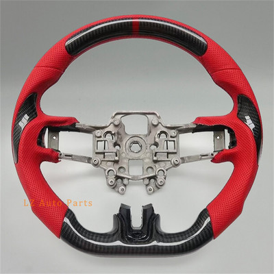 Customized Carbon Fiber Red Leather Steering Wheel for 2015-2017 Ford GT350