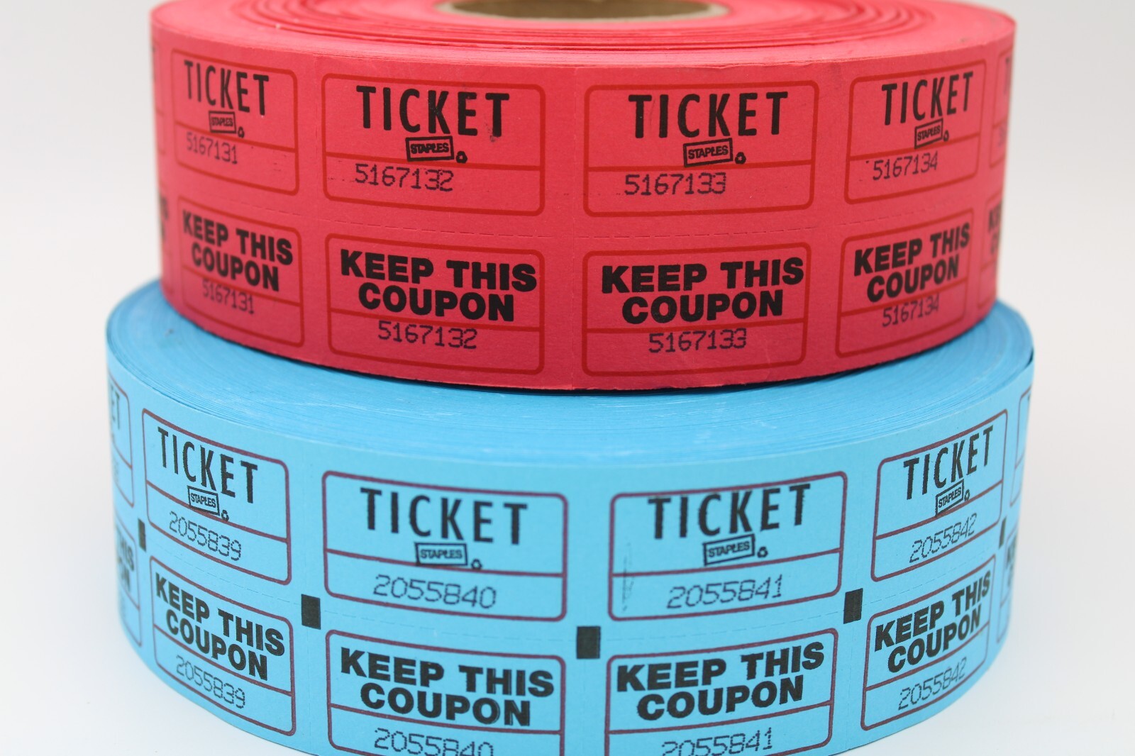 Split Tickets Raffle Lot of 2 Partial Double Ticket Rolls - Red/Blue 50/50 Raffle Split the ...