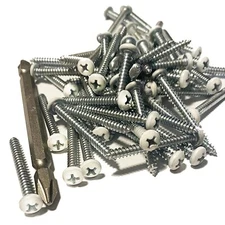 60 pcs # 8 X 1 1/2" White Pan Head Machine Screws RV Screws #2 Phillips Bit