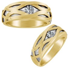 0,5 quilates cultivado en laboratorio - banda con acento de rodio negro solitario diamante CVD oro de 14 k