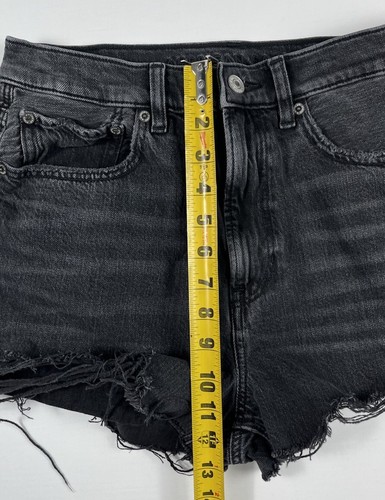 American Eagle Women’s 6 Black Baggy Jean Short Boho Distressed High Rise - Picture 11 of 13