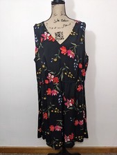 NEW Dress Old Navy Black Red Floral Sleeveless Sundress Summer XXL 2XL