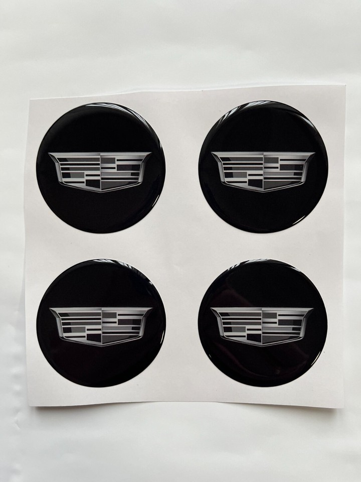 4x Cadillac Decals Center Wheel Cap SelfAdhesive Emblems Rims Logo