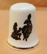 Vintage Bone China SILHOUETTE COUPLE  Porcelain Thimble Made in Gr Britain