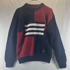 Tommy Hilfiger Navy Blue  Red Long Sleeve Crewneck Sweater Men's Size Medium