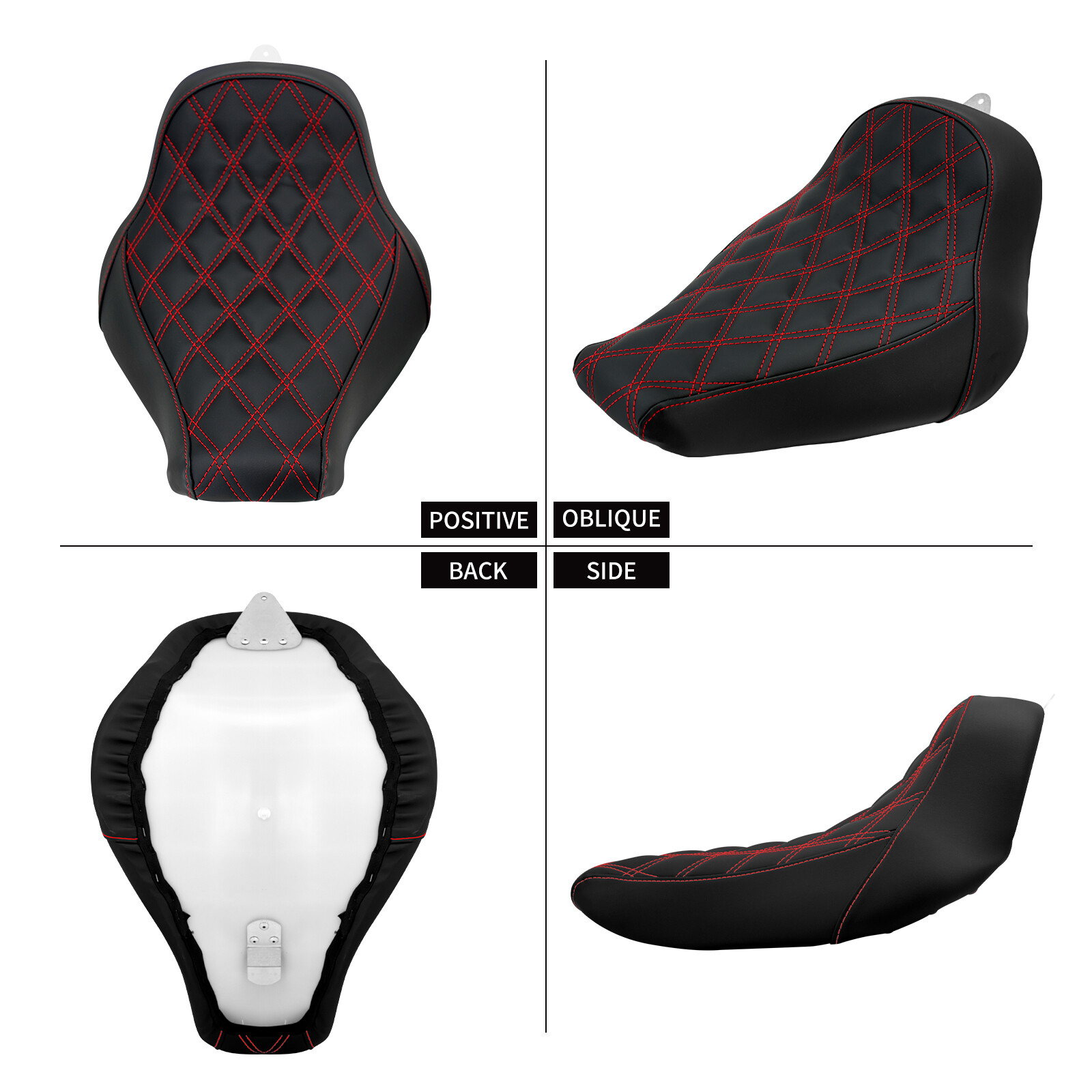 Red Line Solo Driver Rider Seat + Rear Short Fender w/ Turn Signal LED Light Kit