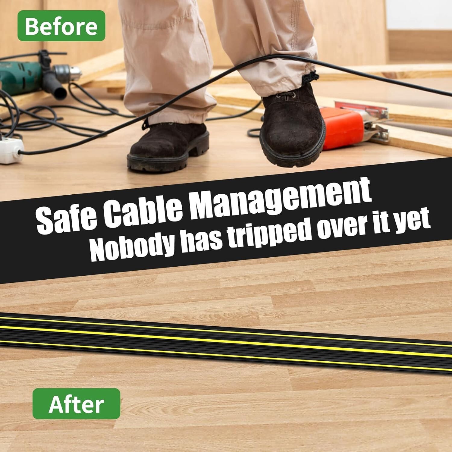 Floor Cable Protector, 2M Floor Cord Covers, Rubber Wire Cover, Outdoor