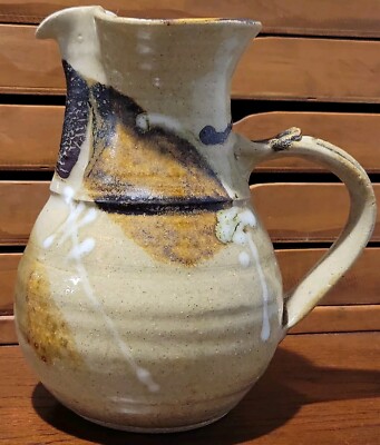 Hand Thrown Water Pitcher 8'' Studio Art Pottery Signed By Christopher Bragg MI