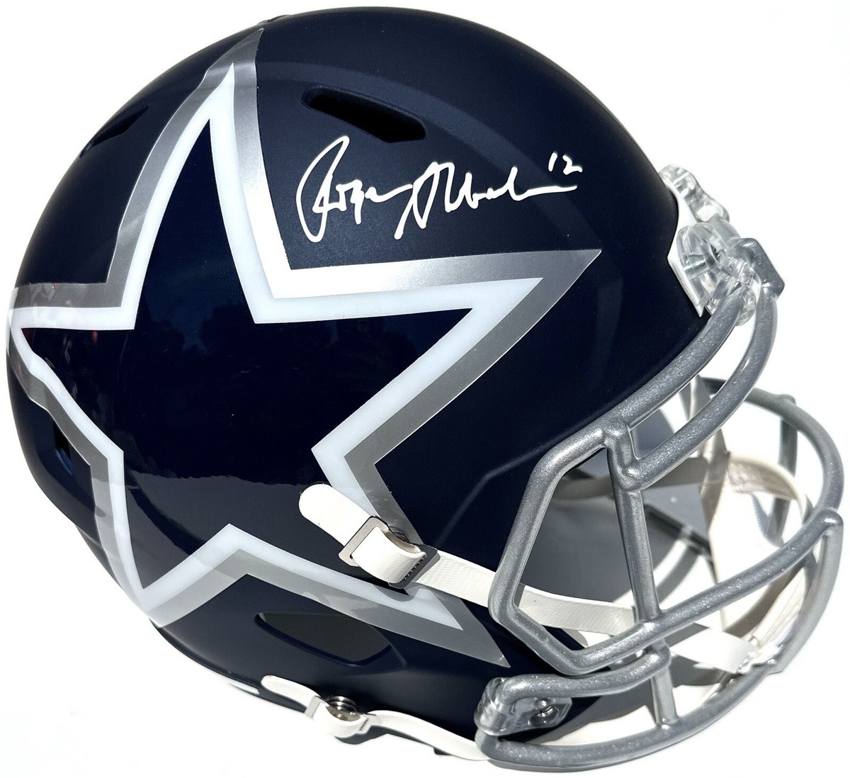 ROGER STAUBACH SIGNED DALLAS COWBOYS AMP F/S FOOTBALL HELMET PSA