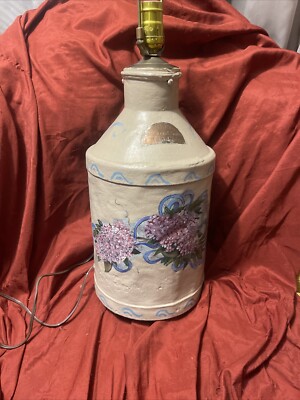 Painted Milk Jug 17  Table Lamp H. P. Hood & Sons 1907 3 Way Socket W/  LED Bulb