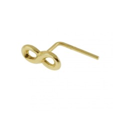 Nose Stud Genuine 9K Carat Yellow Solid Gold Infinity Symbol L Shape 22g