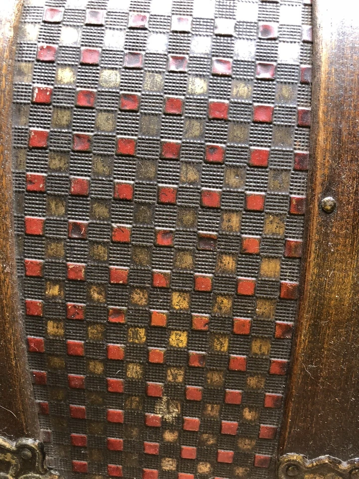 Antiguo baúl victoriano de barril abovedado prensado de hojalata tesoro cofre grande Foto 4 de 4