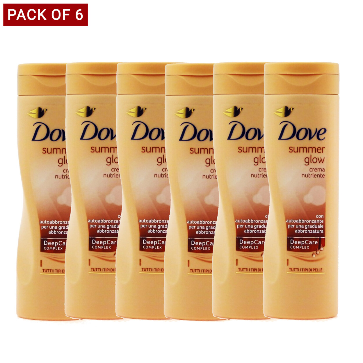 Dove Summer Glow Body Lotion, Tan Dark Shimmer - 250Ml - Pack Of 6