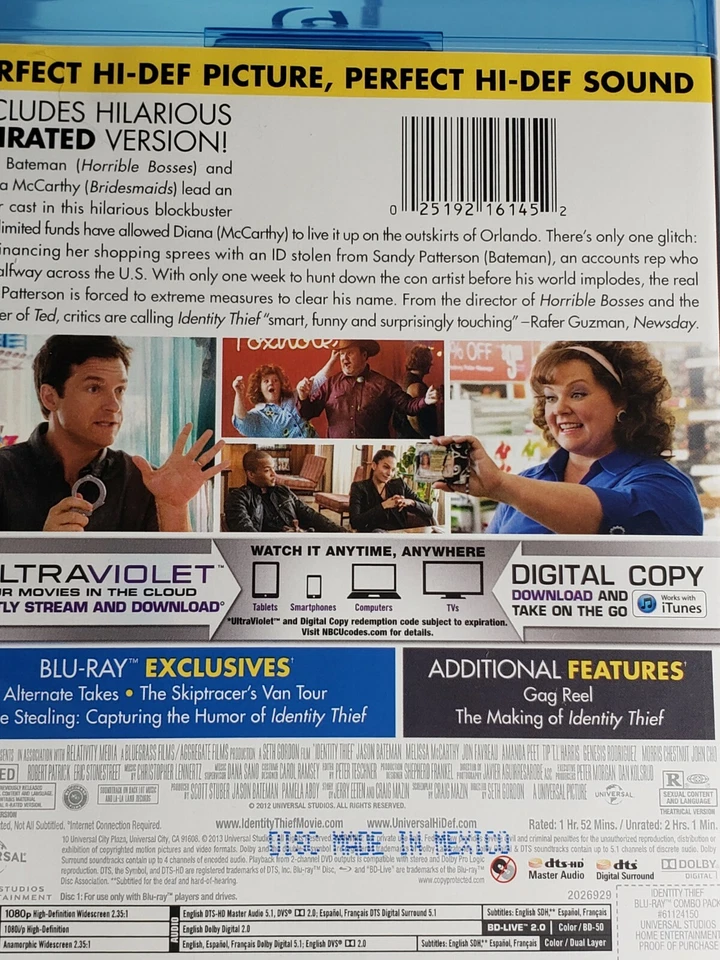 Identity Thief Blu-ray DVD Widescreen Unrated Edition 2013 2-DISC Set - Image 2 of 4