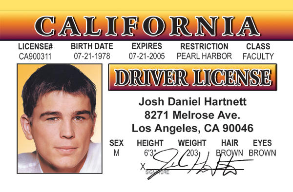 Josh Hartnett star of 30 Days of Night plastic ID card Drivers