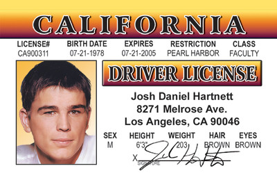 Josh Hartnett star of 30 Days of Night plastic ID card Drivers