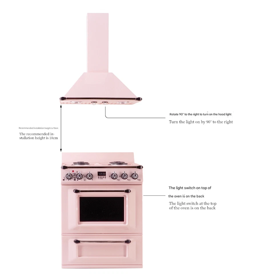 Estufa miniatura escala 1/6 para casa de muñecas horno campana extractora muebles de cocina Foto 2 de 4