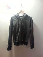 DKNY Women's Gray/Black Front Zip Hooded Long Sleeve Jacket - Sz M