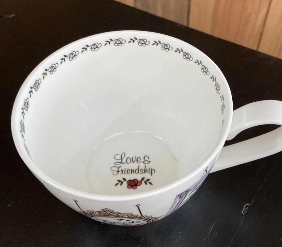 Taza GRANDE Amistad Amor Flores en Jardín Life is better friends Portobello 16oz Foto 3 de 4