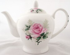 Majestic Rose Teapot Fine Bone China 20oz Pink Roses Small Teapot Decorated UK