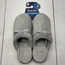 Isotoner Gray Enhanced Heel Cushion Slip On Slippers Moisture Wicking Womens S