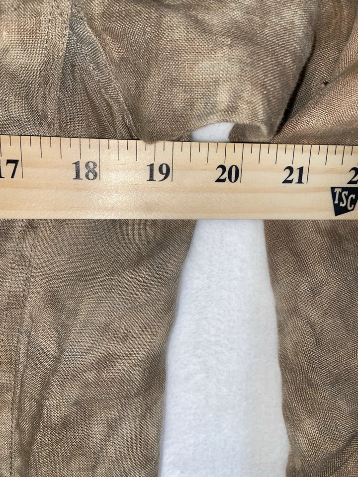 Chico's Design Shirt Women's Size 0 Brown Tie Dye Print 100% Linen Button-Up EUC - Изображение 4 из 4